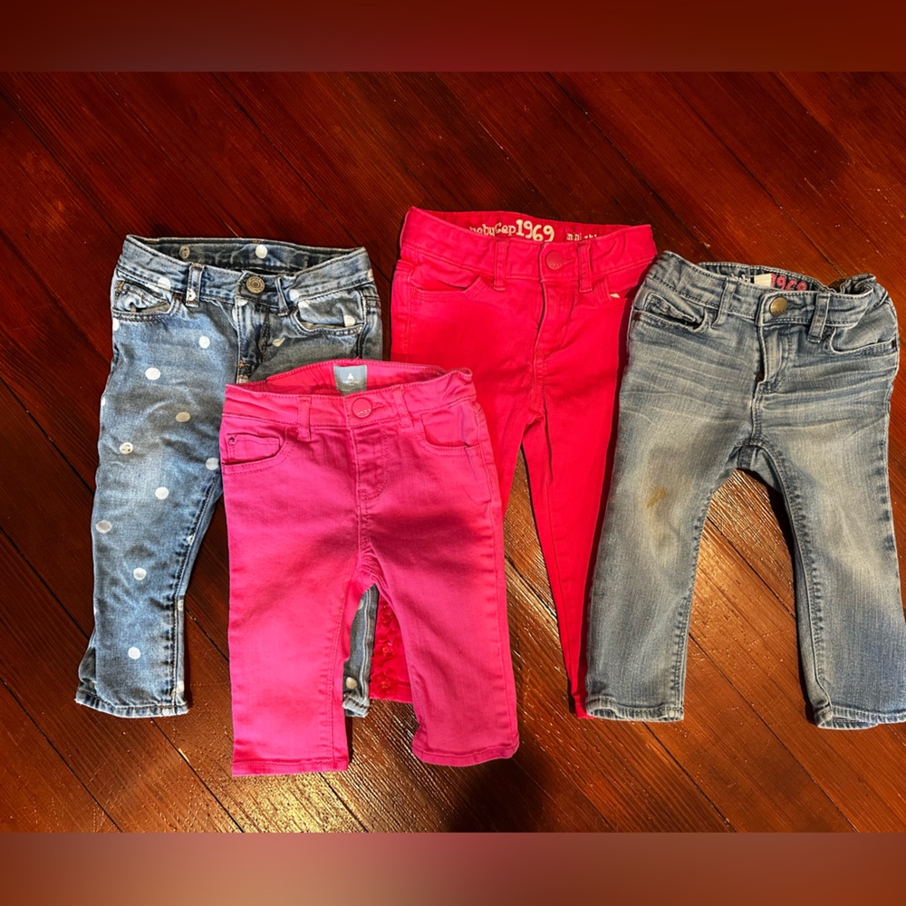 GAP Kids Baby Girl Size 18-24 months Denim and Pink Jeans Set